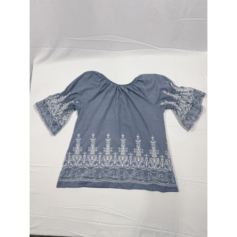 County Living Embroidered Tunic With Bell Sleeves Size XL Elastic Neck/Sleeves - Picture 2 of 3